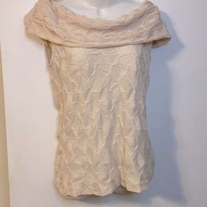 Cream Sleeveless Top with Off Shoulder Neckline